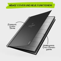 Znovupoužiteľný nedatovaný plánovač produktivity Rocketbook Fusion, 15 x 22,4 cm, modrý – ciele, mesačný a týždenný kalendár, denný zoznam úloh, linajkové a bodkované strany 4