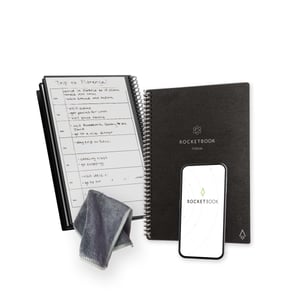 Agendă reutilizabilă Rocketbook Fusion, format Executive 15x22,4 cm, negru - calendar lunar și săptămânal, obiective, listă de sarcini, pagini liniate și punctate