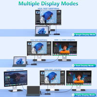 Rocketek 12 az 1-ben Surface dokkoló 3 monitor Dupla HDMI VGA táppal kompatibilis Pro 11 X 10 9 8 7 6 5 4 3 Laptop 7 6 5 4 3 2 1 Book Go 4