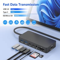 Rocketek 12 az 1-ben Surface dokkoló 3 monitor Dupla HDMI VGA táppal kompatibilis Pro 11 X 10 9 8 7 6 5 4 3 Laptop 7 6 5 4 3 2 1 Book Go 6