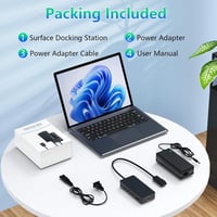 Rocketek 12 az 1-ben Surface dokkoló 3 monitor Dupla HDMI VGA táppal kompatibilis Pro 11 X 10 9 8 7 6 5 4 3 Laptop 7 6 5 4 3 2 1 Book Go 9