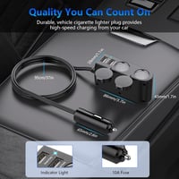 Rocketek 120W Szivargyújtó Elosztó 2 Aljzattal és 2 USB Porttal - Autós Töltő Adapter 12V/24V Okostelefonhoz, GPS-hez, Kamerához 7