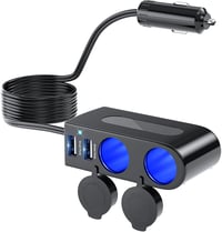 Rocketek 120W Szivargyújtó Elosztó 2 Aljzattal és 2 USB Porttal - Autós Töltő Adapter 12V/24V Okostelefonhoz, GPS-hez, Kamerához 1
