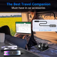 Rocketek 120W Szivargyújtó Elosztó 2 Aljzattal és 2 USB Porttal - Autós Töltő Adapter 12V/24V Okostelefonhoz, GPS-hez, Kamerához 5