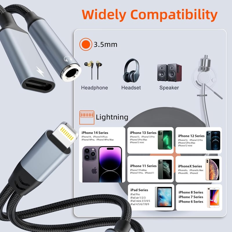 Rocketek 2-in-1 Lightning Adapter iPhone-hoz - 3.5mm Jack Fejhallgató Csatlakozó és Töltő Elosztó iPhone 14/13/12/11/XR/8/7 Készülékekhez

A