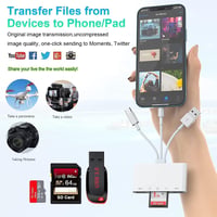 Rocketek 5-in-1 SD/TF Kártyaolvasó iPhone/iPad/Android/Mac/PC Eszközökhöz - USB-C/USB-A OTG Adapter, Egyidejű Töltés, MMC/SDHC/SDXC Támogatá 4