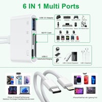 Rocketek 6-in-1 SD Kártyaolvasó iPhone/iPad Készülékekhez - Lightning/USB-C Adapter, PD60W Töltés, Fejhallgató Csatlakozó, USB 3.0 2