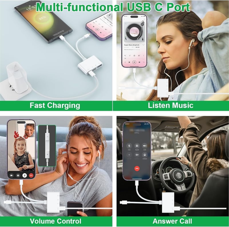 Rocketek 6-in-1 SD Kártyaolvasó iPhone/iPad Készülékekhez - Lightning/USB-C Adapter, PD60W Töltés, Fejhallgató Csatlakozó, USB 3.0