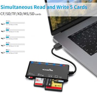 Rocketek 7 az 1-ben USB 3.0 Kártyaolvasó, 5Gbps Sebességű CF/SD/TF/XD/MS/Micro SD Memóriakártya Olvasó Windows/Mac/Linux Rendszerekhez 2