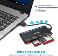 Rocketek 7 az 1-ben USB 3.0 Kártyaolvasó, 5Gbps Sebességű CF/SD/TF/XD/MS/Micro SD Memóriakártya Olvasó Windows/Mac/Linux Rendszerekhez 3