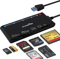 Rocketek 7 az 1-ben USB 3.0 Kártyaolvasó, 5Gbps Sebességű CF/SD/TF/XD/MS/Micro SD Memóriakártya Olvasó Windows/Mac/Linux Rendszerekhez 8