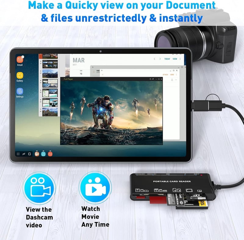 Rocketek 7 az 1-ben USB-C/USB 3.0 Memóriakártya Olvasó - 5Gbps Adatátvitel SD/SDHC/SDXC/CF/TF/XD/MS Kártyákhoz Windows/Mac/Linux Rendszerekh