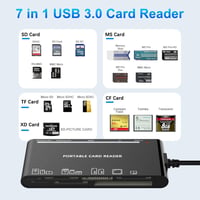 Rocketek 7 az 1-ben USB-C/USB 3.0 Memóriakártya Olvasó - 5Gbps Adatátvitel SD/SDHC/SDXC/CF/TF/XD/MS Kártyákhoz Windows/Mac/Linux Rendszerekh 7
