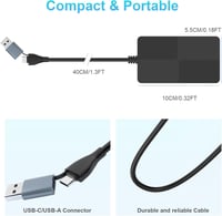 Rocketek 8 az 2-ben USB-C/USB 3.0 Kártyaolvasó - SD/TF/CF/XD/MS Memóriakártya Adapter, 3 USB Porttal, 2TB Kapacitásig, Windows/Mac/Android K 7