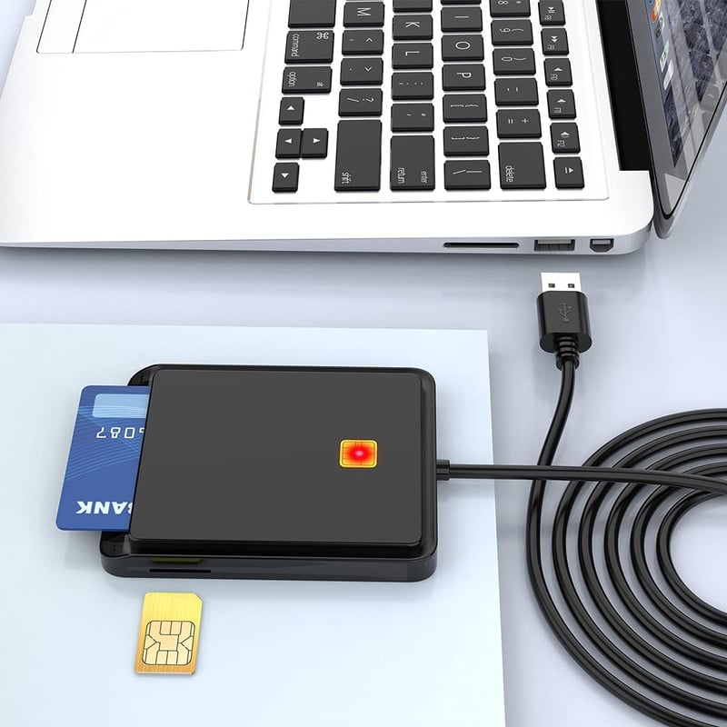 Rocketek Okoskártya Olvasó - CAC, Bankkártya, SIM Kártya Olvasó Katonai és Személyi Igazolványokhoz - Windows és Linux Kompatibilis USB Csat