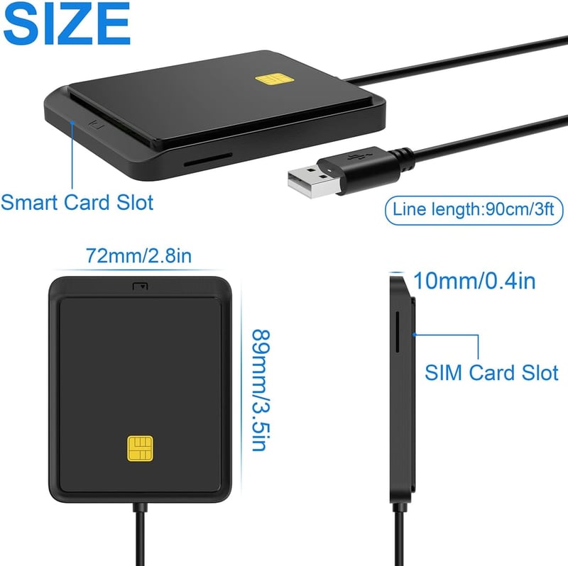 Rocketek Okoskártya Olvasó - CAC, Bankkártya, SIM Kártya Olvasó Katonai és Személyi Igazolványokhoz - Windows és Linux Kompatibilis USB Csat