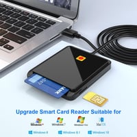 Rocketek Okoskártya Olvasó - CAC, Bankkártya, SIM Kártya Olvasó Katonai és Személyi Igazolványokhoz - Windows és Linux Kompatibilis USB Csat 9