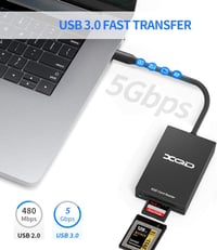 Rocketek USB-C XQD/SD Kártyaolvasó, Dupla Foglalattal, 5Gbps Átviteli Sebesség, Sony G/M Sorozattal Kompatibilis, Alumínium Ház, Windows/Mac 3