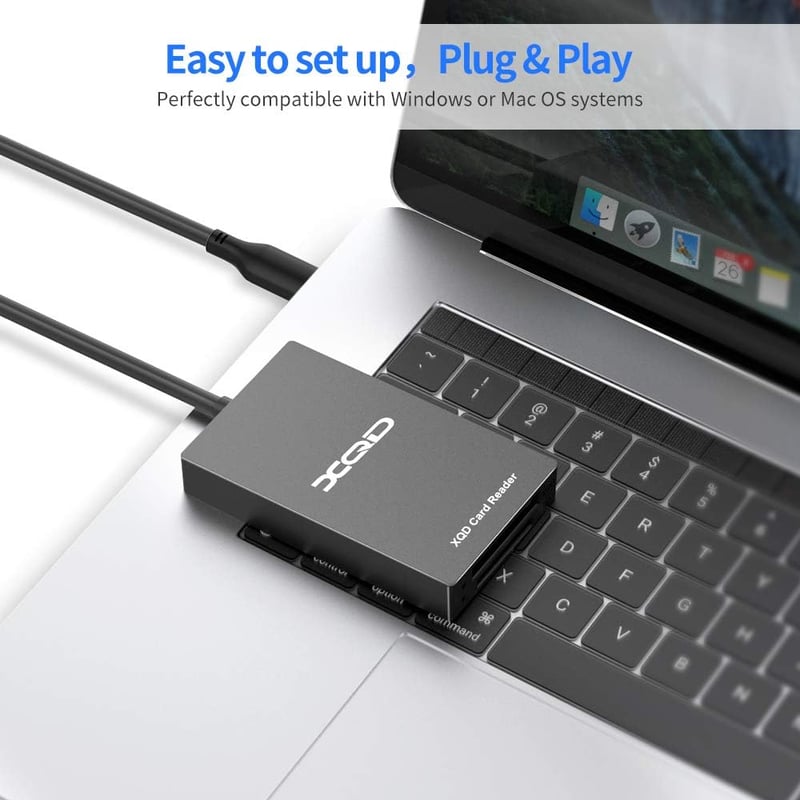 Rocketek USB-C XQD/SD Kártyaolvasó, Dupla Foglalattal, 5Gbps Átviteli Sebesség, Sony G/M Sorozattal Kompatibilis, Alumínium Ház, Windows/Mac
