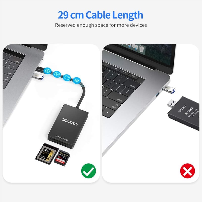 Rocketek USB-C XQD/SD Kártyaolvasó, Dupla Foglalattal, 5Gbps Átviteli Sebesség, Sony G/M Sorozattal Kompatibilis, Alumínium Ház, Windows/Mac