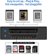 Rocketek USB-C XQD/SD Kártyaolvasó, Dupla Foglalattal, 5Gbps Átviteli Sebesség, Sony G/M Sorozattal Kompatibilis, Alumínium Ház, Windows/Mac 2