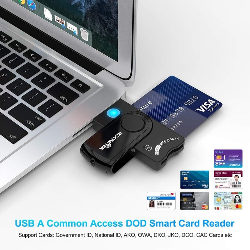 Rocketek USB Kártyaolvasó - Intelligens Kártya, SIM, SD, DNI, CAC Olvasó - Kompatibilis Windows/Mac Rendszerekkel - ISO 7816 Szabvány