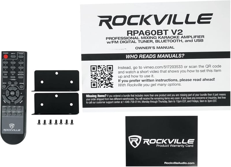 Rockville RPA60BT V2 1000W 2 csatornás erősítő mixer Bluetooth USB karaoke DJ