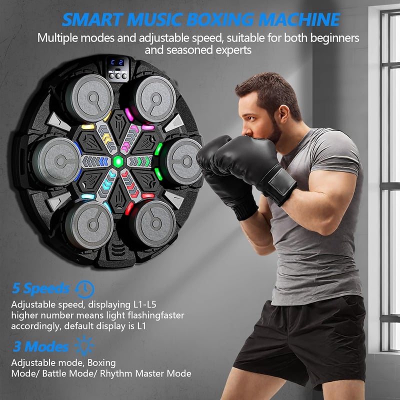 ROCKY&CHAO Falra szerelhető LED boxzsák Bluetooth zenével és játékmódokkal - De