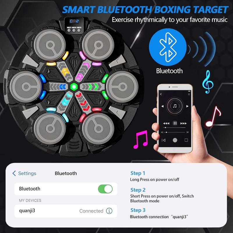 ROCKY&CHAO Falra szerelhető LED boxzsák Bluetooth zenével és játékmódokkal - De