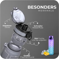 Športová fľaša Roe Tenpo Tritan 1 liter, vhodná do umývačky riadu, bez BPA, nepriepustná, na behanie, cyklistiku, do posilňovne, na jogu 3