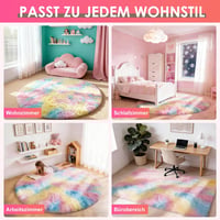 ROHATIM Kerek Puha Szőnyeg 120x120cm Szivárvány Gyerekszoba Nappali 4