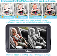 Rohent 5" HD 1080P autós bébikamera éjjellátóval, USB-s, elöl-hátul nézhető 8