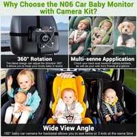 Rohent Baba Autós Kamera HD 1080P Éjjellátó 4,3" Monitorral - Hátsó Ülés Megfigyelő Rendszer Gyerekfelügyelethez 4