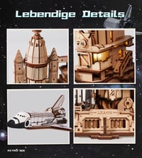 3D drevené puzzle ROKR pre dospelých – Vesmírny raketoplán LKA02, darček STEM pre mužov 5