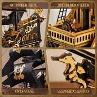 ROKR Seahorse Bark MCB02 3D fa puzzle modell építőkészlet felnőtteknek 6