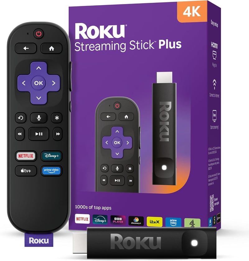 Roku Streaming Stick Plus 2025 4K HDR streaming eszköz hangvezérlős távirányítóval
