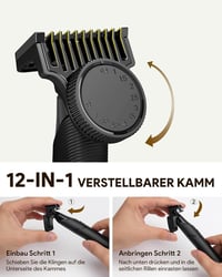 Roleader Elektromos Borotva Szakáll és Testszőr Trimmer USB-C Vezeték Nélküli 8