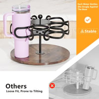 ROLIZOE 360° Forgó Palacktartó Állvány 6 Üveghez - Stanley Kulacsokhoz 1200ml-ig - Fém Tárolórendszer Fogantyúval Konyhába, Nappaliba 6