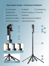 Gimbal na smartfón Rollei Easy Creator so statívom a automatickým sledovaním 7