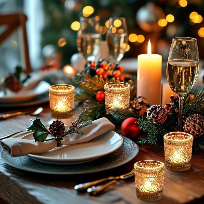 ROLLWAY 12 db Átlátszó Üveg Mécsestartó 5x6,5 cm - Dekorációs Gyertyatartó Esküvőre, Ünnepekre, LED Mécsessel is Használható