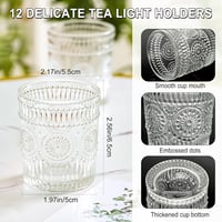 ROLLWAY 12 db Átlátszó Üveg Mécsestartó 5x6,5 cm - Dekorációs Gyertyatartó Esküvőre, Ünnepekre, LED Mécsessel is Használható 3