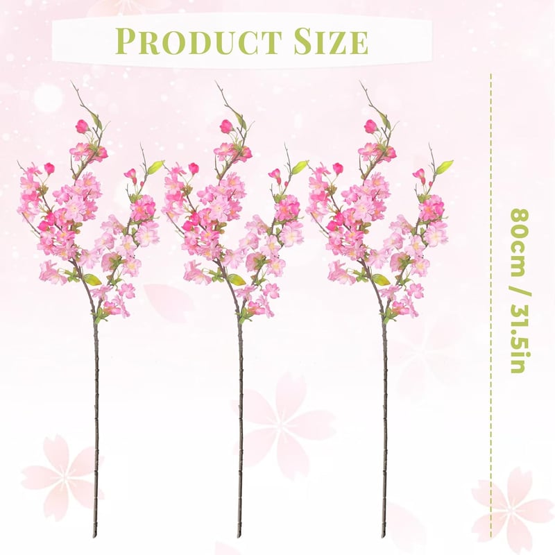 ROLLWAY 3 db Tavaszi Cseresznyevirág Ág 80cm Mesterséges Sakura Dekoráció