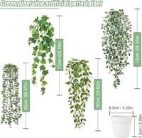 ROLLWAY 4 darabos mesterséges függőnövény szett fehér kaspóval, műanyag borostyán 52-72 cm 2