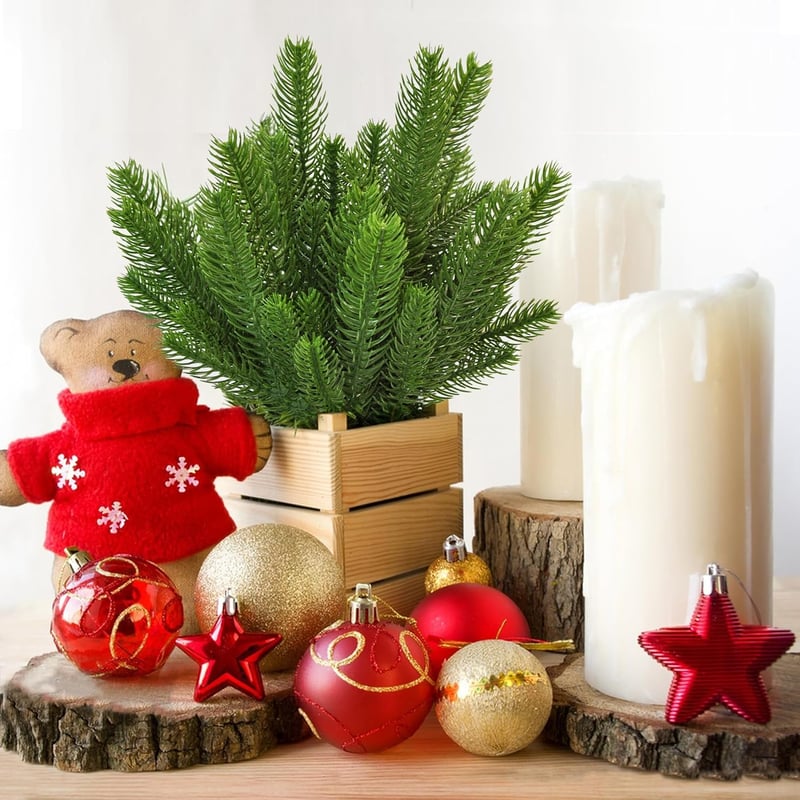 ROLLWAY 50 db Műfenyő Ág 26x10 cm Karácsonyi Dekoráció DIY Adventi Koszorú