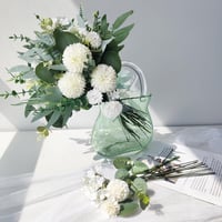 ROLLWAY 55 db Művirág és Műnövény Szett - Fehér Virágok Zöld Levelekkel - Dekoratív Ágak, Eukaliptusz, Hortenzia - Esküvői Csokrokhoz, Aszta - 55, White and Green 4