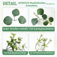 ROLLWAY Eukalyptová girlanda Umelý brečtan Stolová dekorácia 1,8 m - 4-dielna sada Dekorácia z umelých rastlín 7