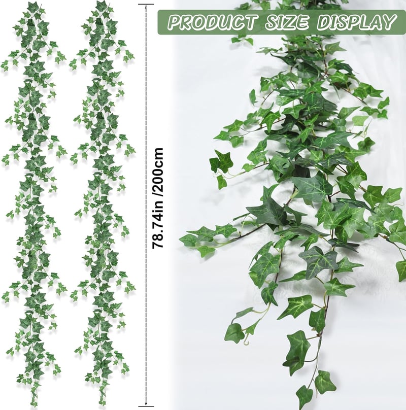 ROLLWAY Mesterséges Borostyán Girland 2 db 200 cm Zöld Függő Növény