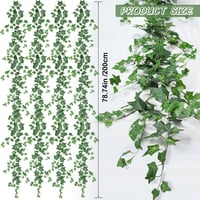 ROLLWAY Műborostyán Girland Szett 4 db - 2 m Hosszú Zöld Műnövény Függő Dekoráció Falra, Kertbe, Erkélyre, Időjárásálló Műlevél Füzér Otthon 2
