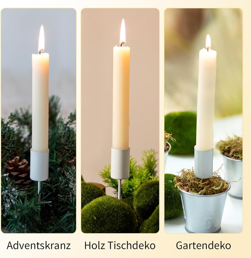 Romadedi adventi koszorú gyertyatartó szett 4 db fehér gyertyatartóval