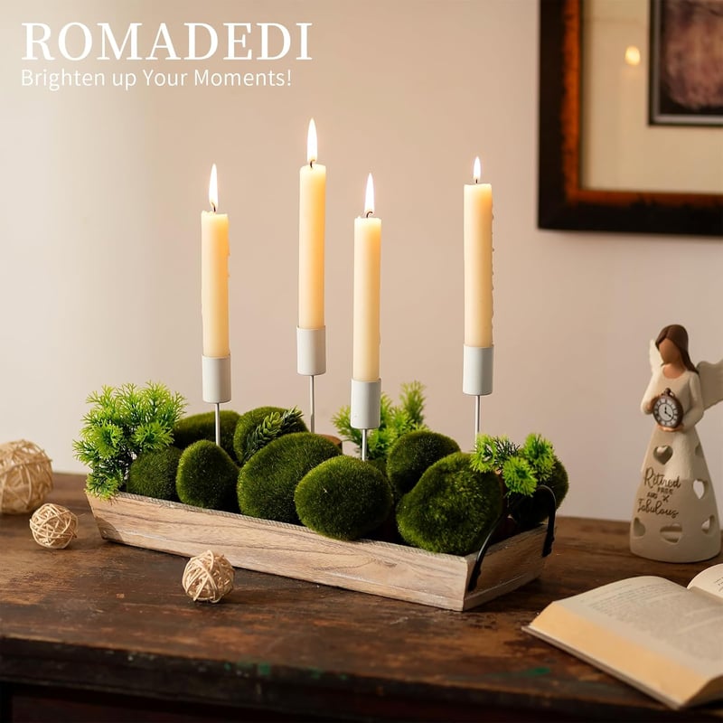 Romadedi adventi koszorú gyertyatartó szett 4 db fehér gyertyatartóval